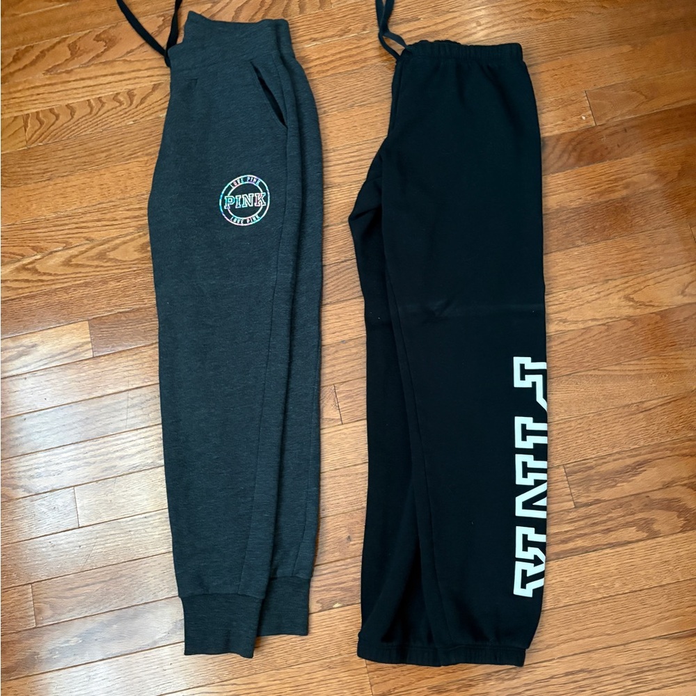 PINK Victoria's Secret Black and Dark Gray Joggers